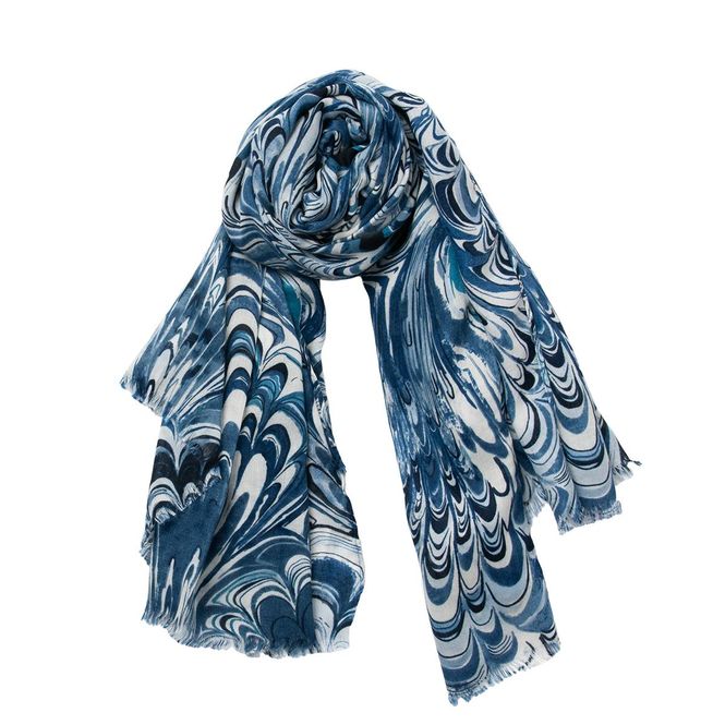 Hovedbilde Skjerf med påfuglprint - marine