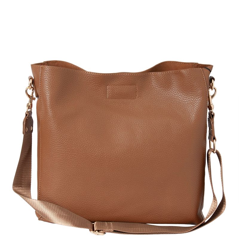 DAYTON crossveske med clipslås - cognac