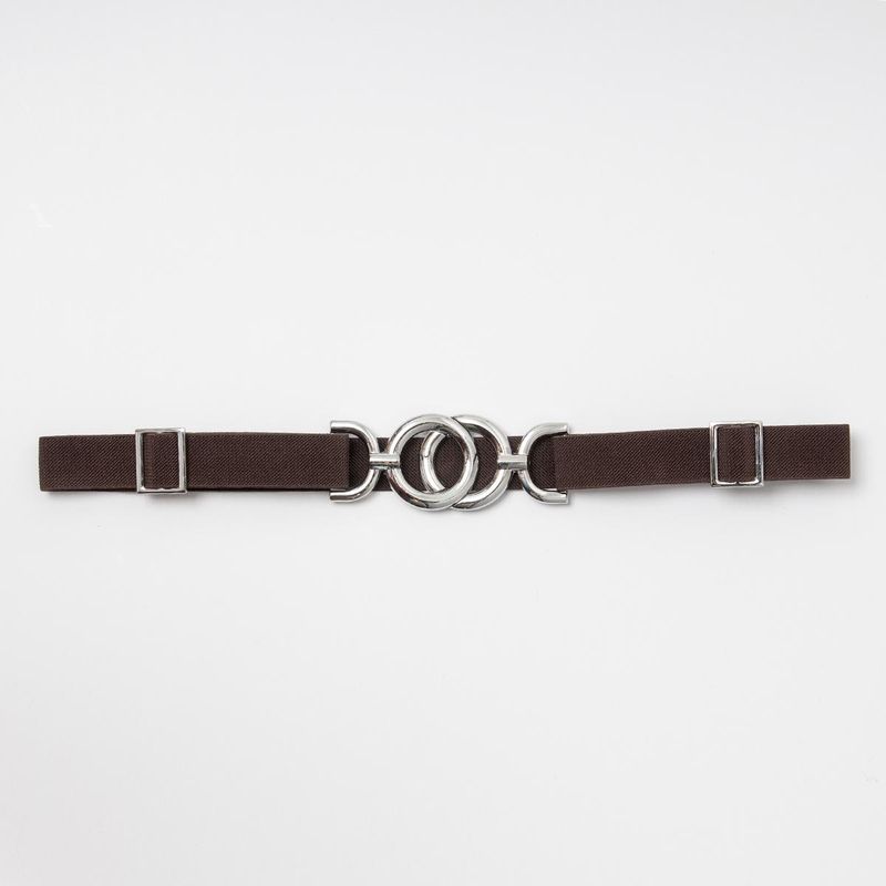 Elastisk midjebelte med dekorativ sølvfarget spenne brun