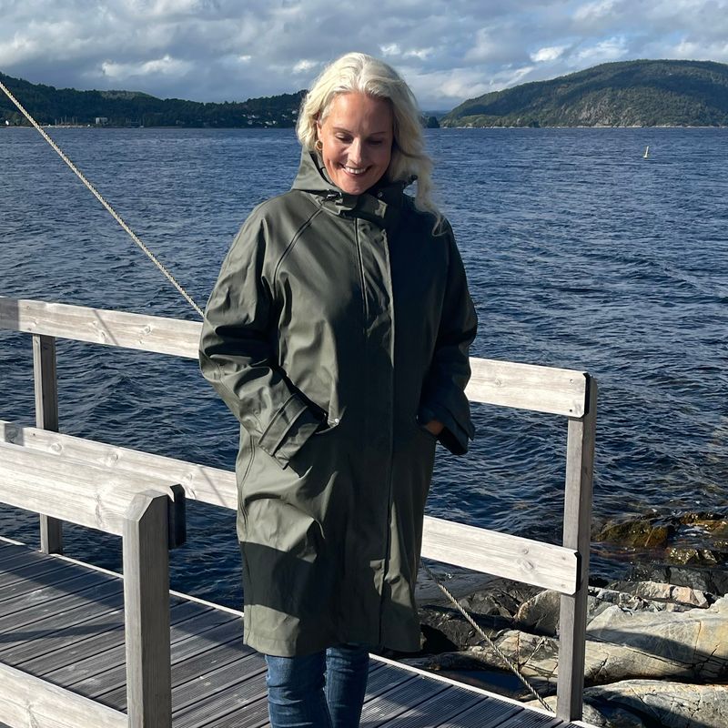 Regnfrakk - olivengrønn