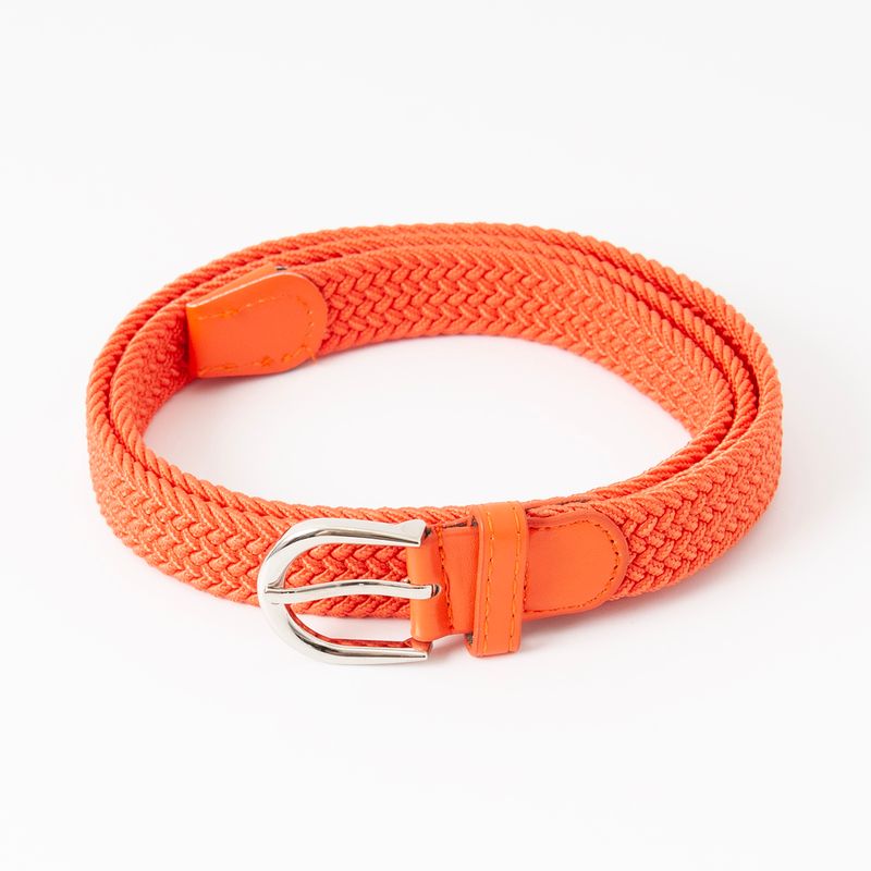 Smalt strikkbelte, sølv - orange