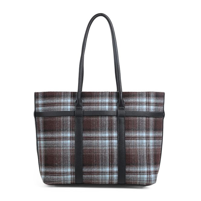 Hovedbilde KARI brun rutet shopper i tekstil
