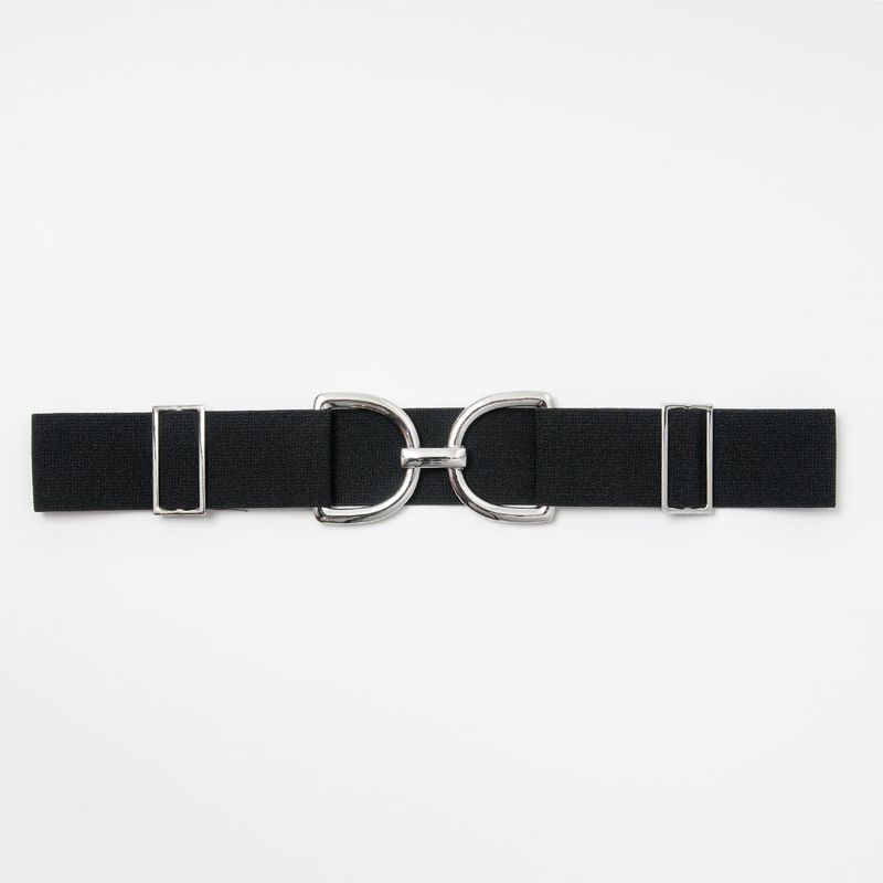 Elastisk midjebelte med sølvfarget spenne svart