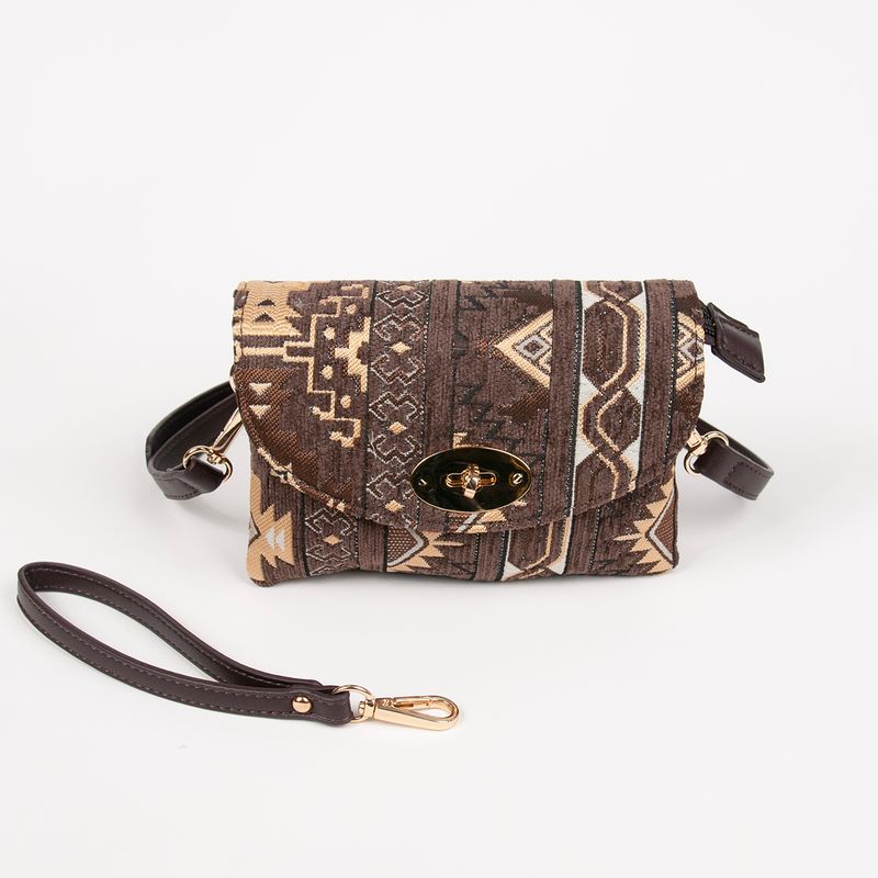DANIELLE clutch med inka-mønster - brun