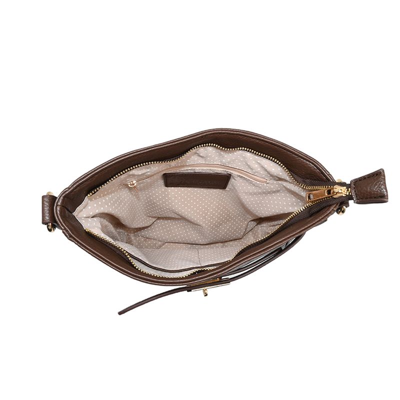 Helene veske brun - skulderveske i imitert skinn med gullfargede detaljer