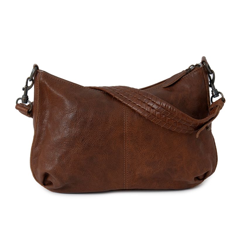 Skinnveske OLEA myk skinnveske med dobbel rem - Mørk brun