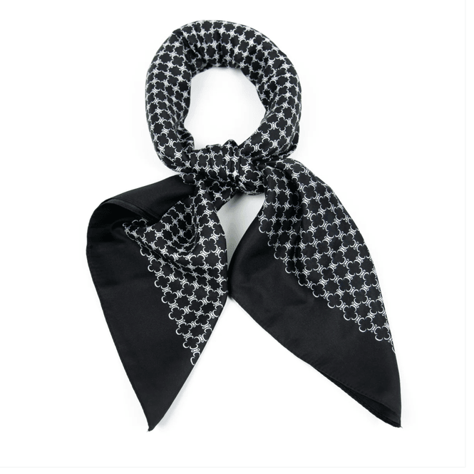 Huvudbild Mönstrad silk look scarf 90 x 90 cm - svart