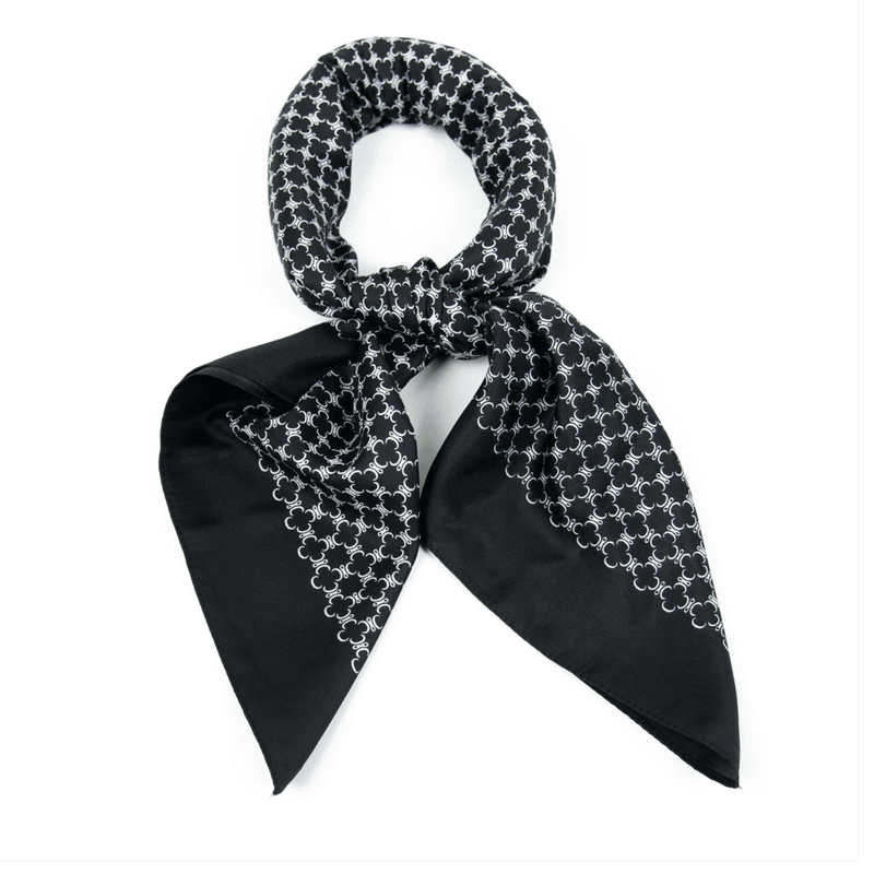 Mönstrad silk look scarf 90 x 90 cm - svart