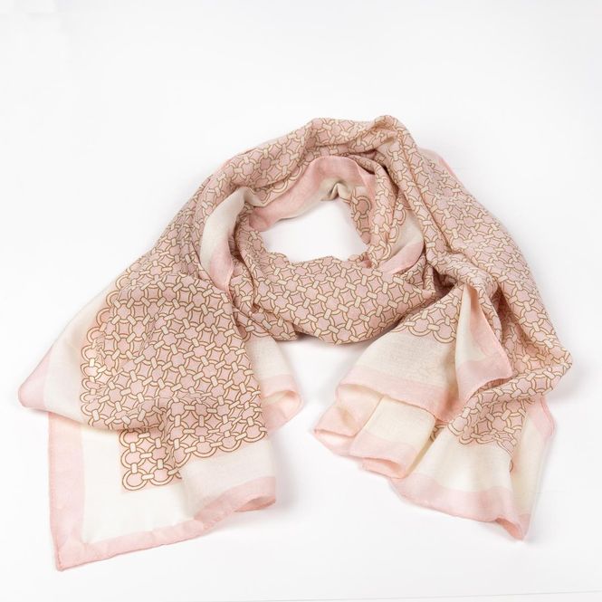 Hovedbilde Skjerf i viskose 80x180 cm, lenkemønster rosa