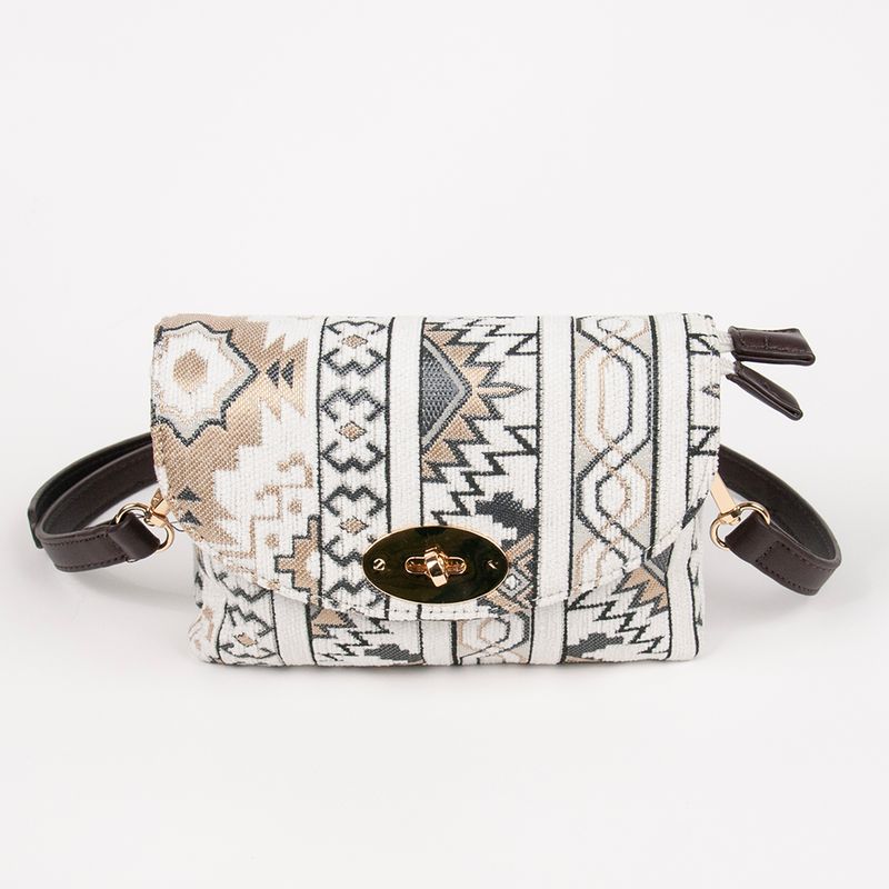 DANIELLE clutch med inka-mønster - beige