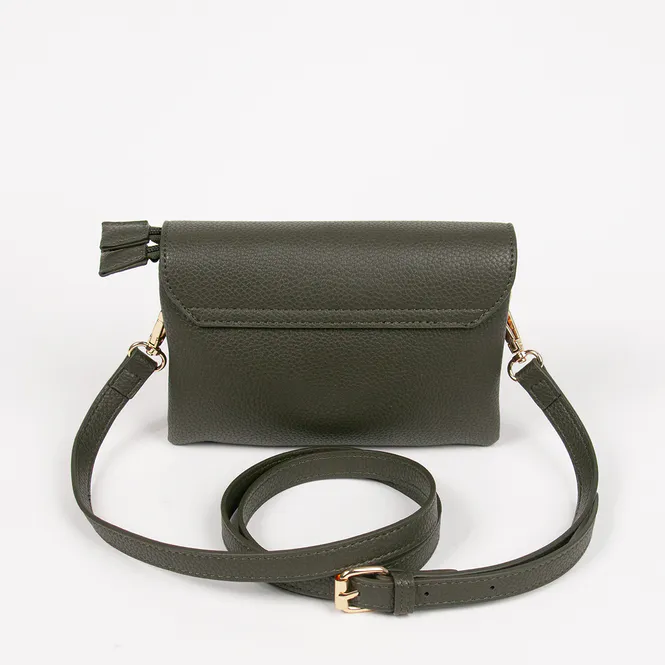 Hovedbilde DANIELLE clutch militærgrønn i imitert skinn