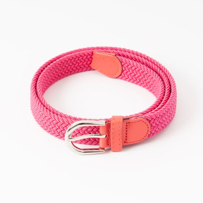 Hovedbilde Smalt strikkbelte, sølv - rosa