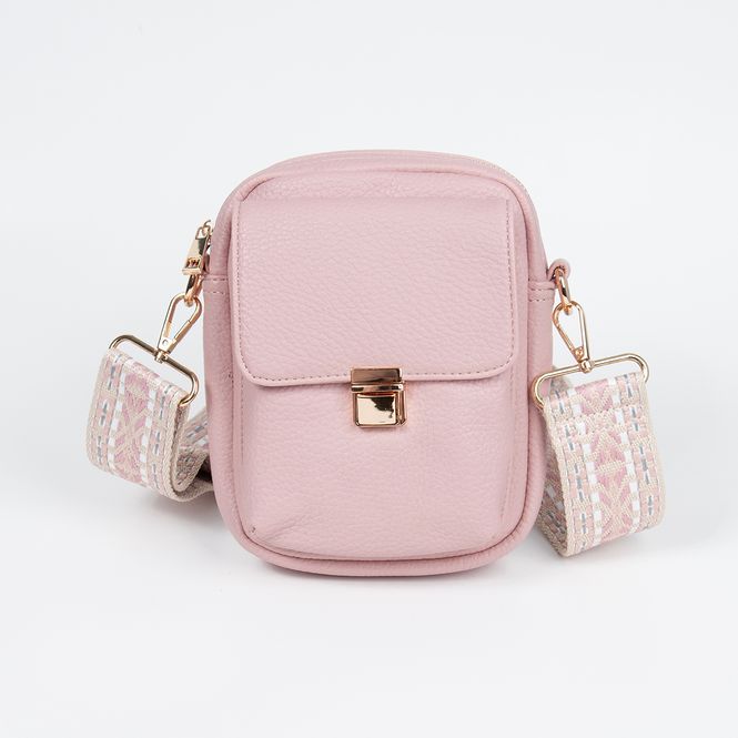 Hovedbilde IDA citybag med mønstret rem - pudderrosa