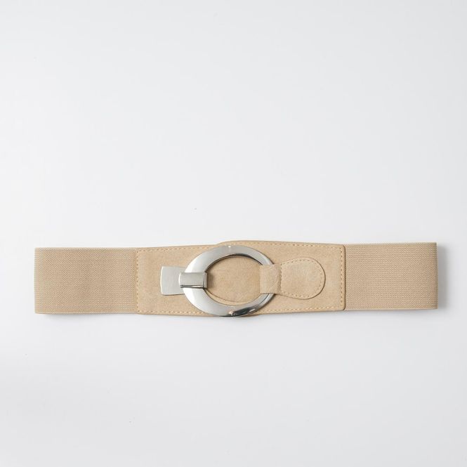 Hovedbilde Elastisk belte med sølvspenne - beige