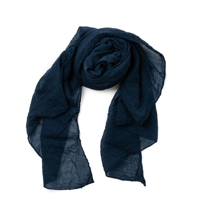 Hovedbilde Ensfarget skjerf i silke og bomull - marine