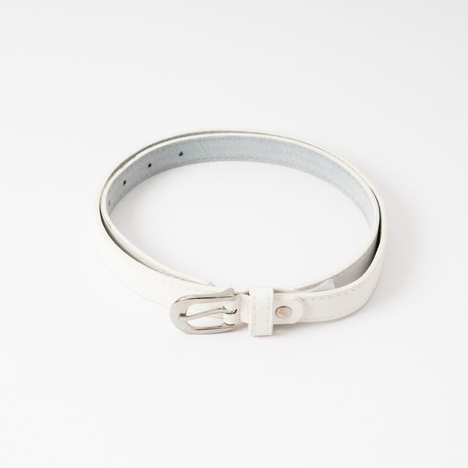 Hovedbilde Smalt belte med sølvspenne - hvit