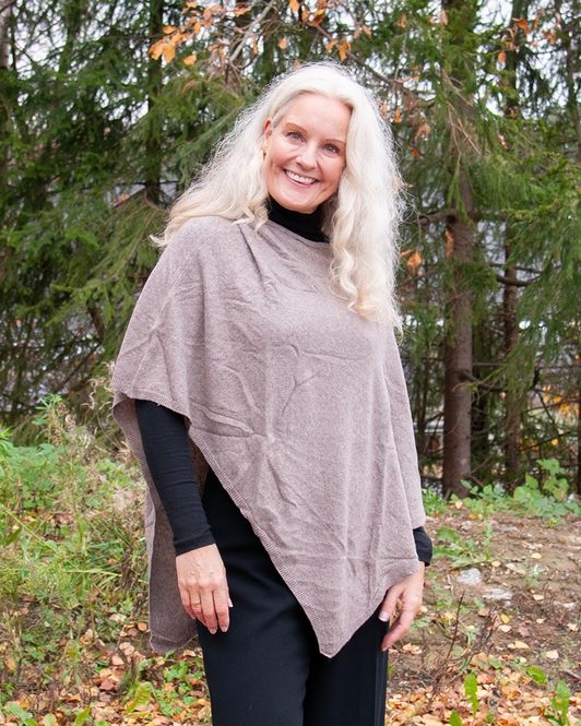 Hovedbilde Poncho eco cashmere/ull - mørk beige