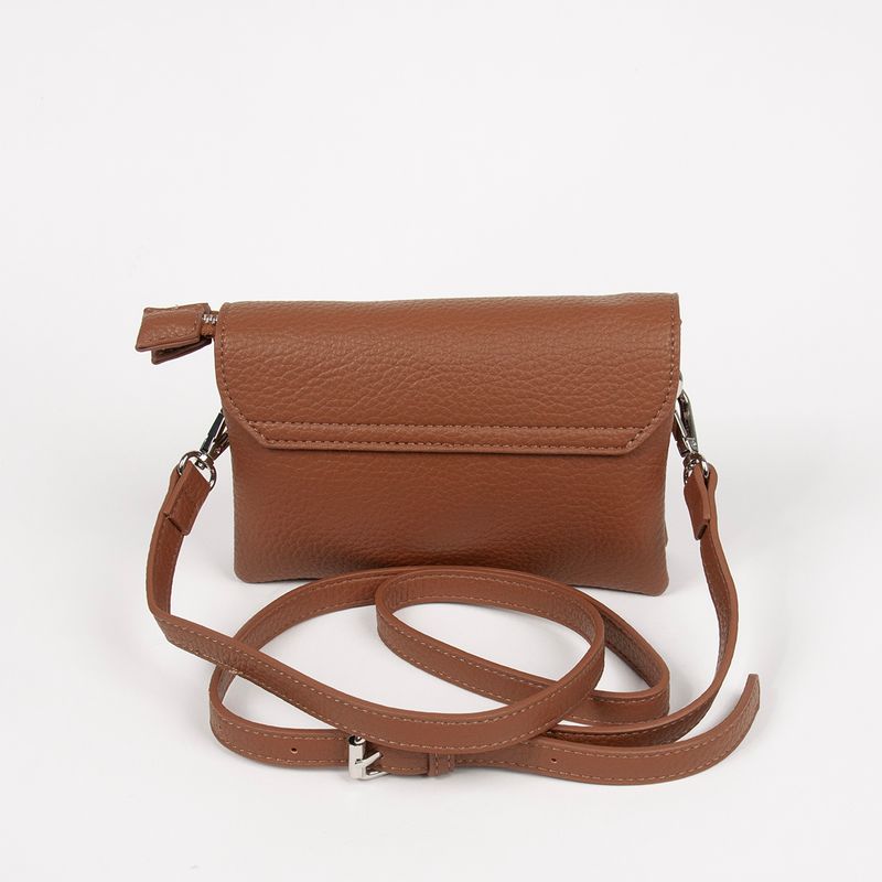 DANIELLE clutch sølvfarget cognac