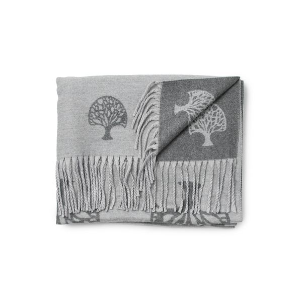 Hovedbilde Grått skjerf med tre-motiv - 60x180 cm - 100 % ...