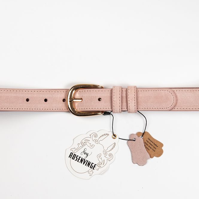 Hovedbilde Semsket skinnbelte rosa - oval gullspenne 2,8 cm