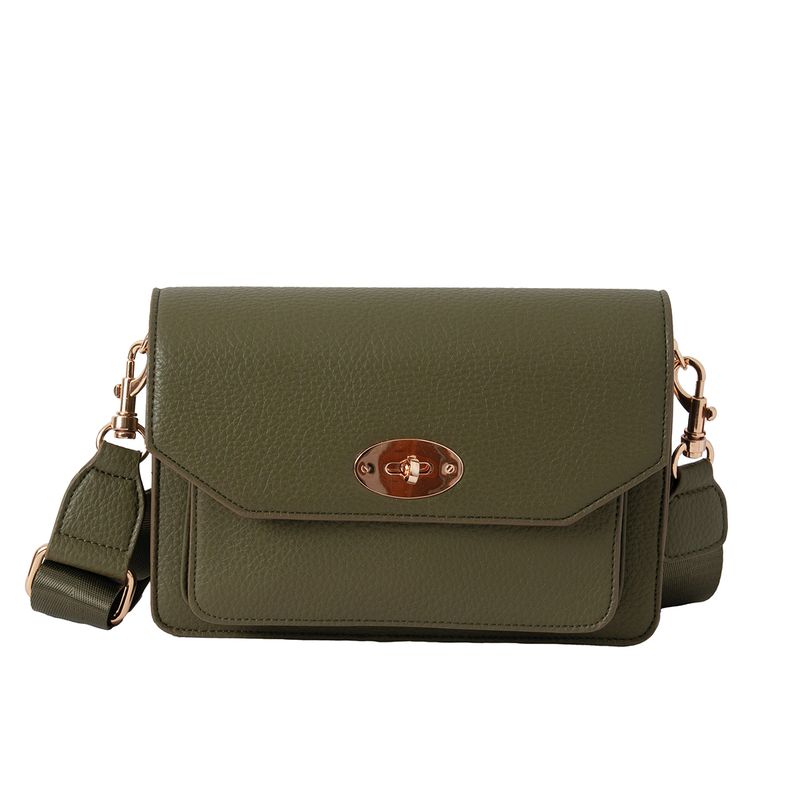 EMELY clutch med frontspenne - olivengrønn