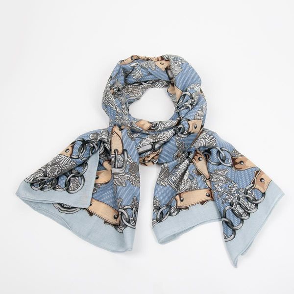 Hovedbilde Skjerf lys blå mønster - 100% viskose - 85x180 cm