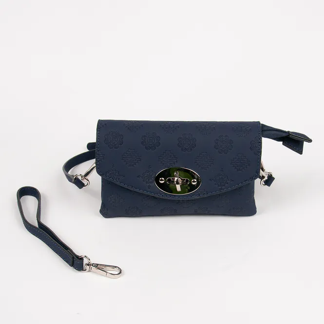 Hovedbilde DANIELLE clutch med preget mønster marine ...