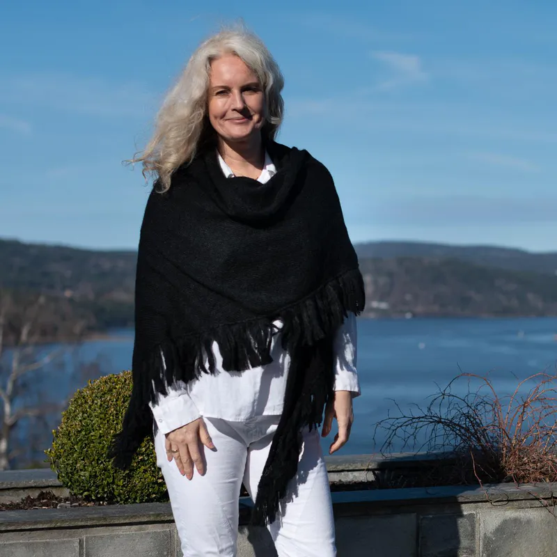 Sjal i mohairmix - svart