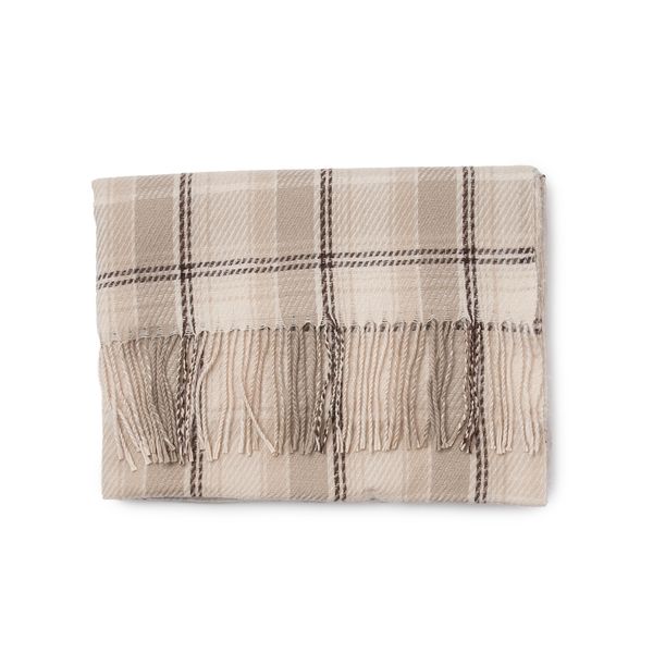 Hovedbilde Rutet skjerf i beige og brun - 70x180 cm
