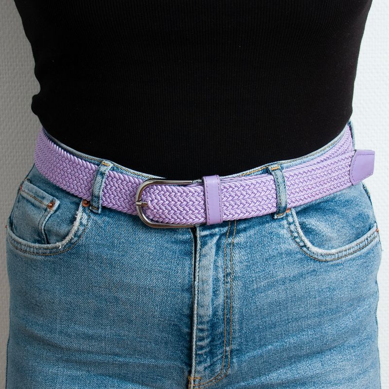 Strikkbelte, sølv - lavendel