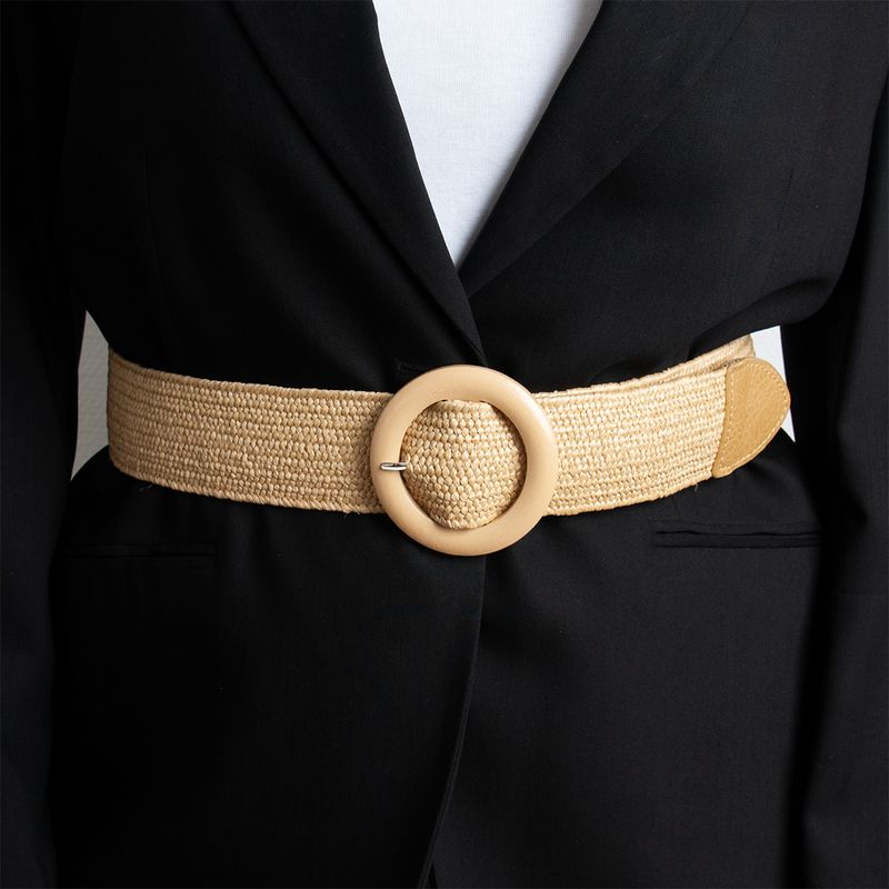 Elastikkbelte med trespenne - natur