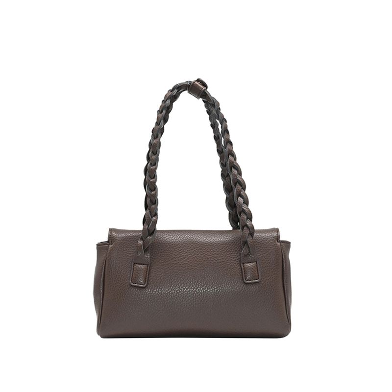 Holly låg shopper - brun väska i imitationsskinn med guldfärgade detaljer