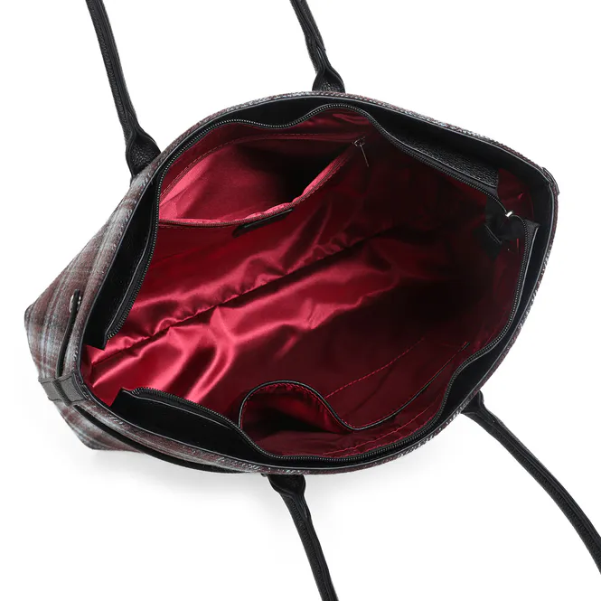 Hovedbilde KARI brun rutet shopper i tekstil