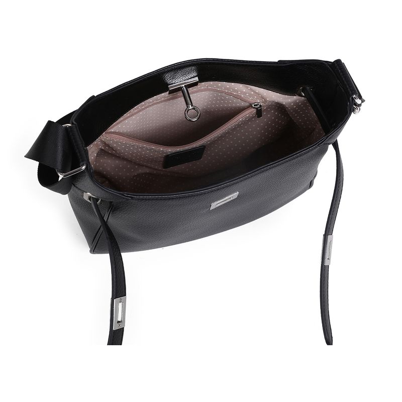 GRY - svart veske i imitert skinn med sølvfarget metall