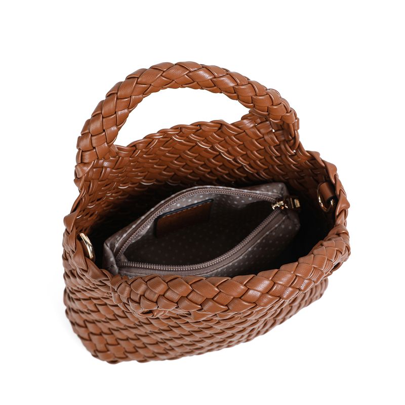 EDDA flettet miniveske - cognac