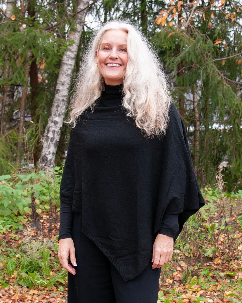Poncho eco cashmere/ull - svart