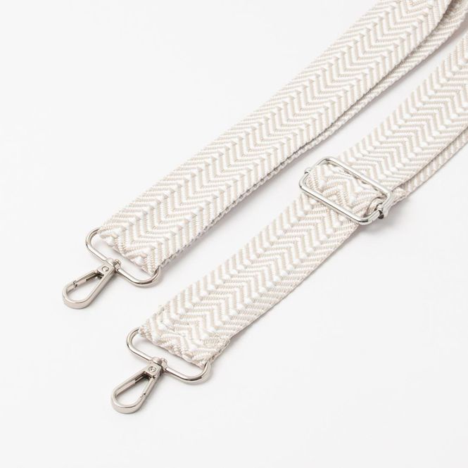 Hovedbilde Stripet skulderrem - lys beige