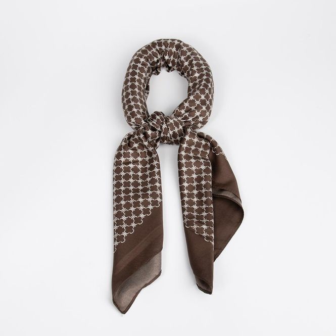 Huvudbild Mönstrad silk look scarf 90 x 90 cm - brun