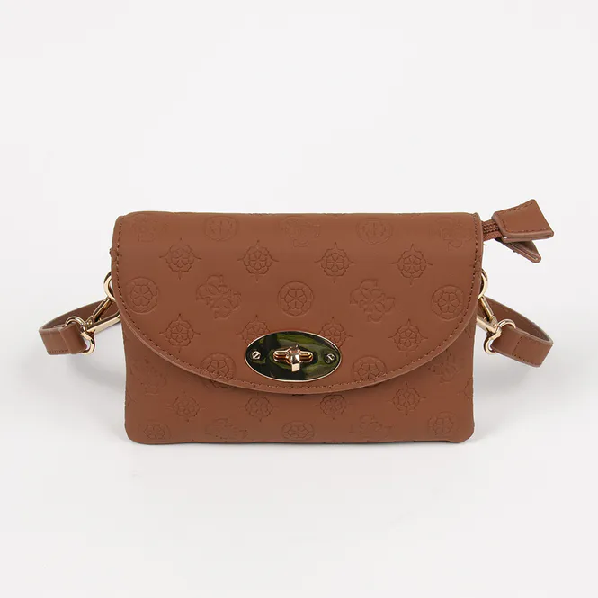 Hovedbilde DANIELLE clutch cognac med preget mønster