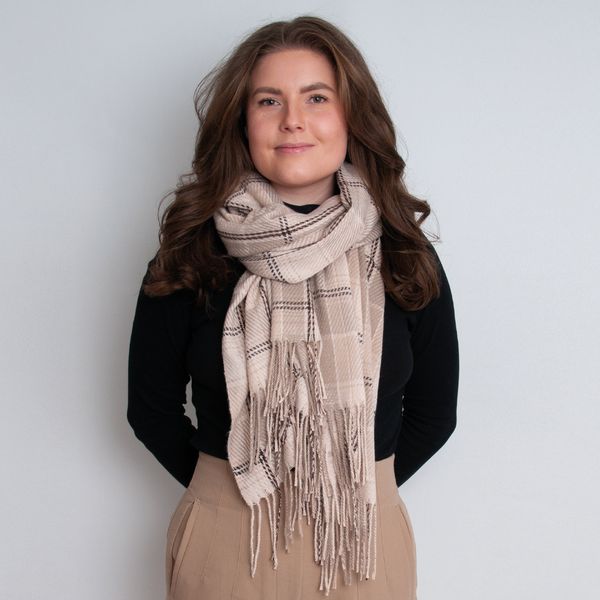 Hovedbilde Rutet skjerf i beige og brun - 70x180 cm