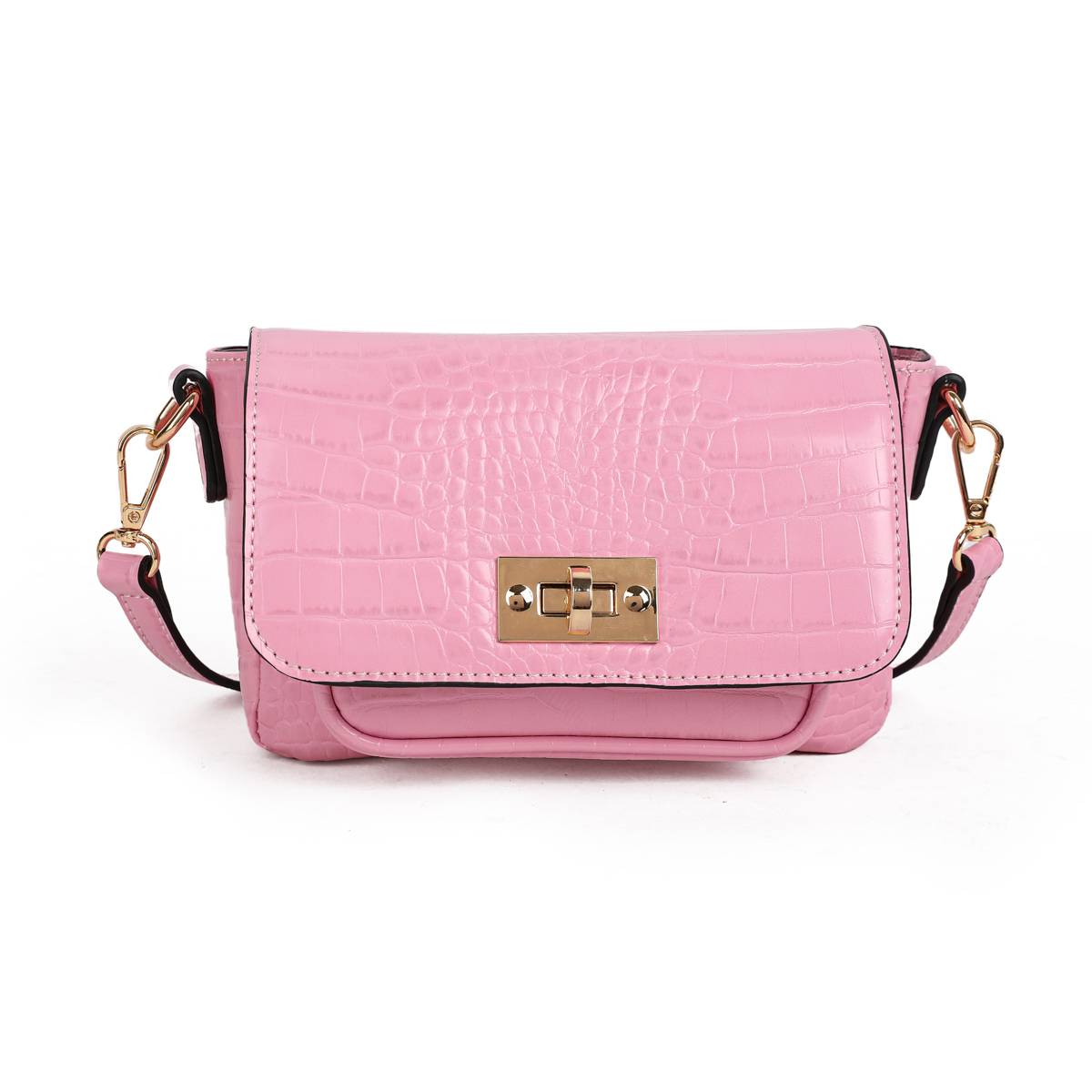 BEVERLY croco clutch - ljusrosa