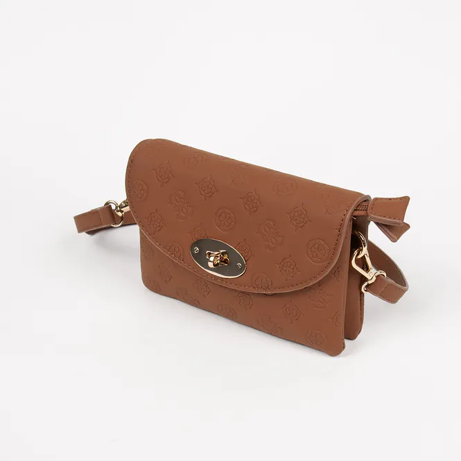 Hovedbilde DANIELLE clutch cognac med preget mønster