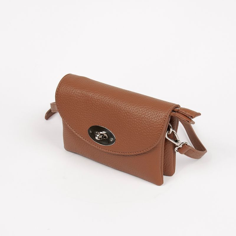 DANIELLE clutch sølvfarget cognac