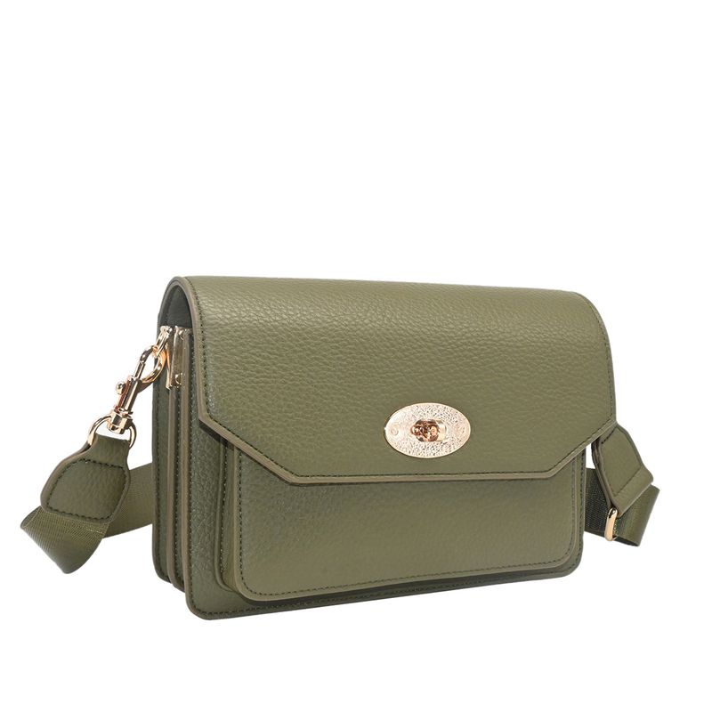 EMELY clutch med frontspenne - olivengrønn