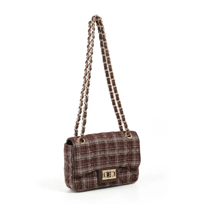 Hovedbilde Evita liten clutch brun rutet