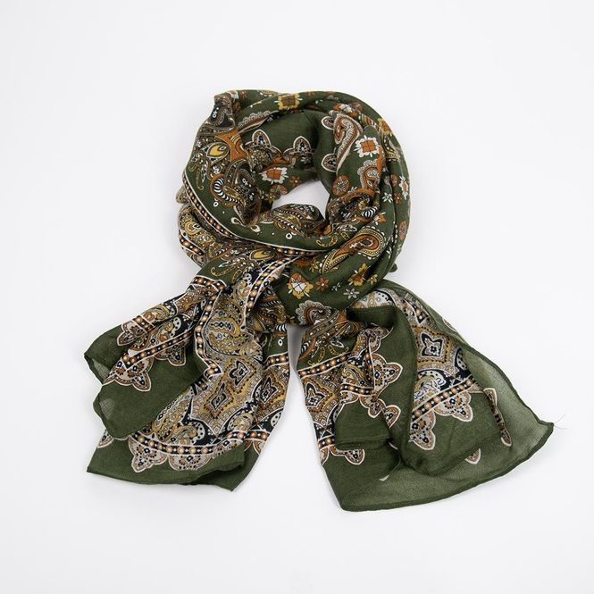 Hovedbilde Skjerf paisley grønn - 100% viskose - 85x180 cm