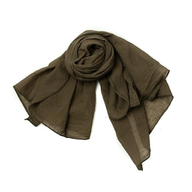 Hovedbilde Ensfarget skjerf i silke og bomull - olivengrønn