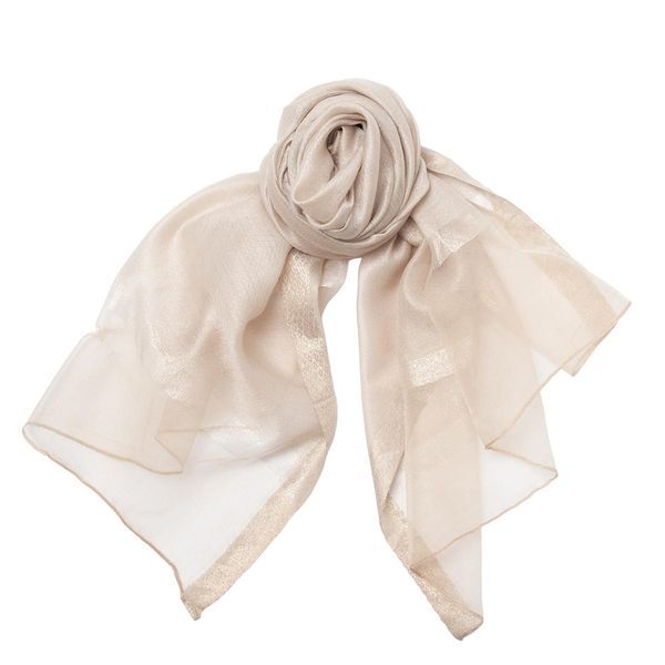 Hovedbilde Selskapssjal beige med gull - polyester 75x180 cm