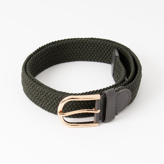 Hovedbilde Strikkbelte, gull - olivengrønn