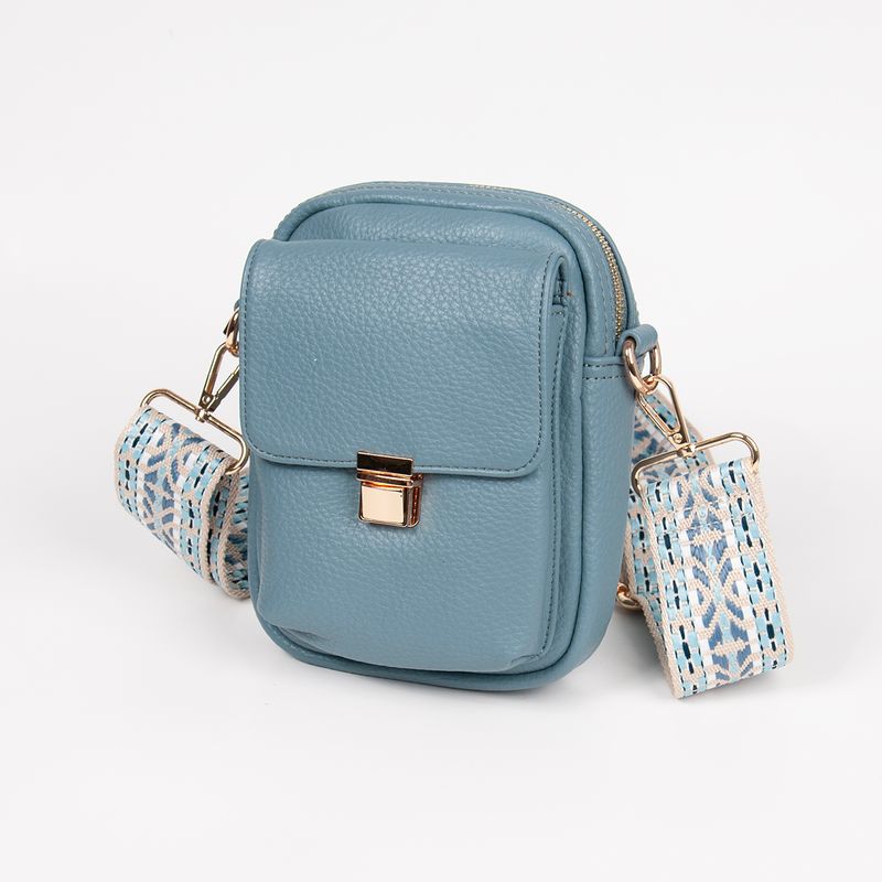 IDA citybag med mønstret rem - jeansblå